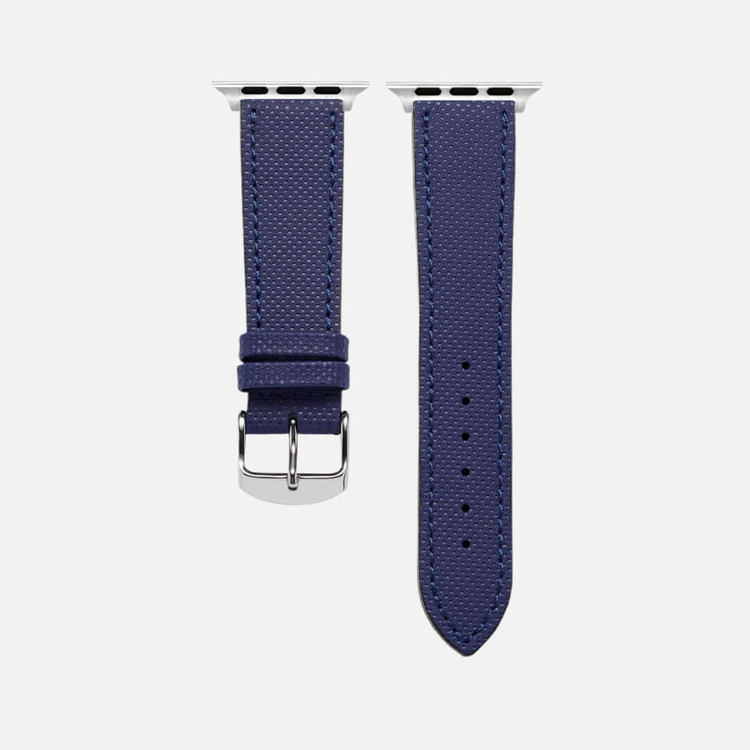 Navyblaues Apple Watch Lederarmband Wasserfest | Nautilus, elegantes wasserdichtes Rindlederarmband für Sport und Alltag.