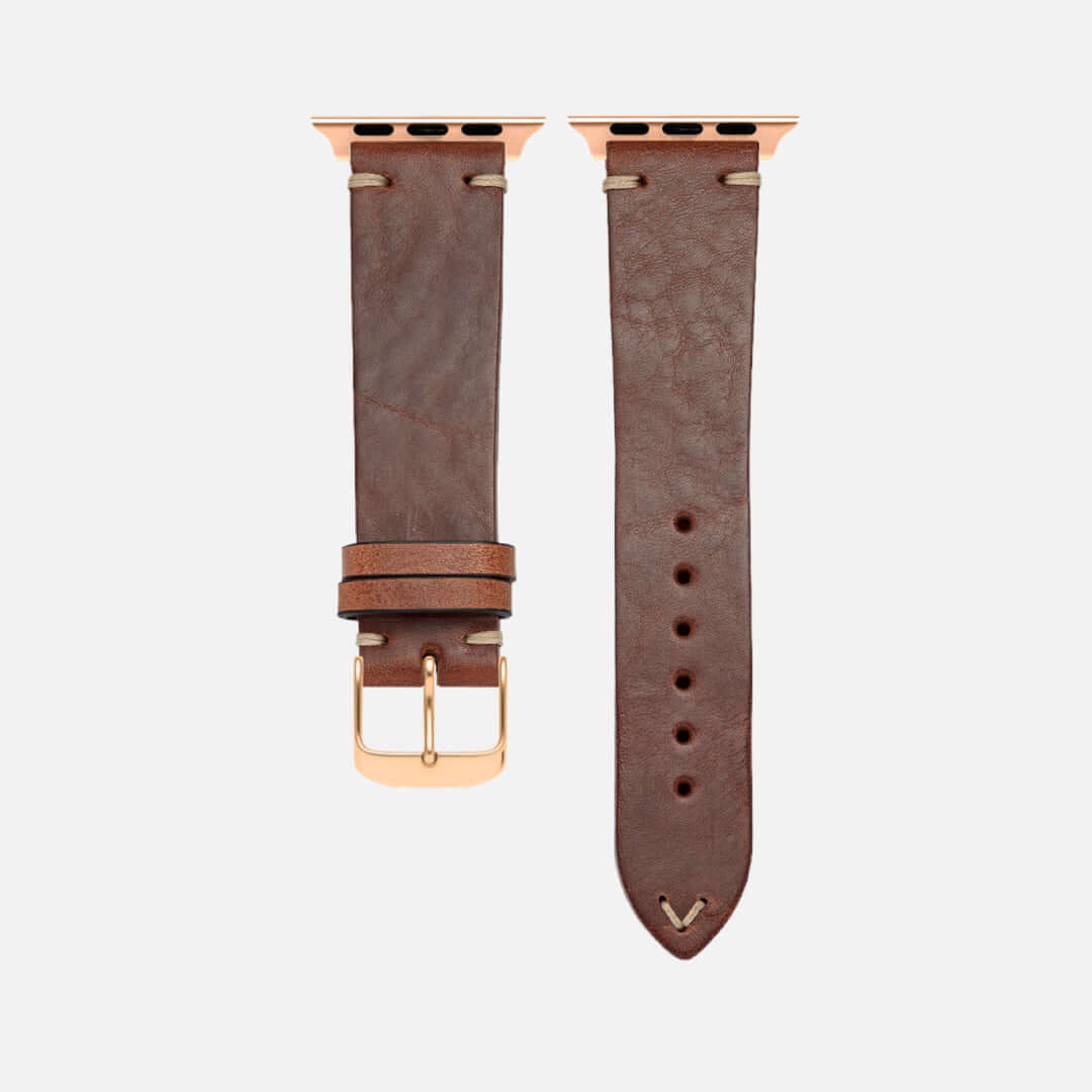 Hunter Apple Watch Armband Leder Hellbraun aus vegetabil gegerbtem Leder mit handwerklicher Eleganz, geeignet für den täglichen Gebrauch.