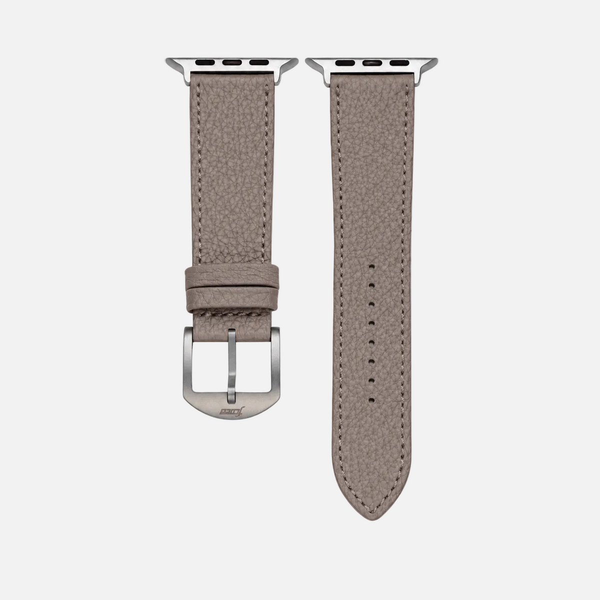 Taupes Lederarmband für Apple Watch aus Togoleder mit Echt Titan Hardware.