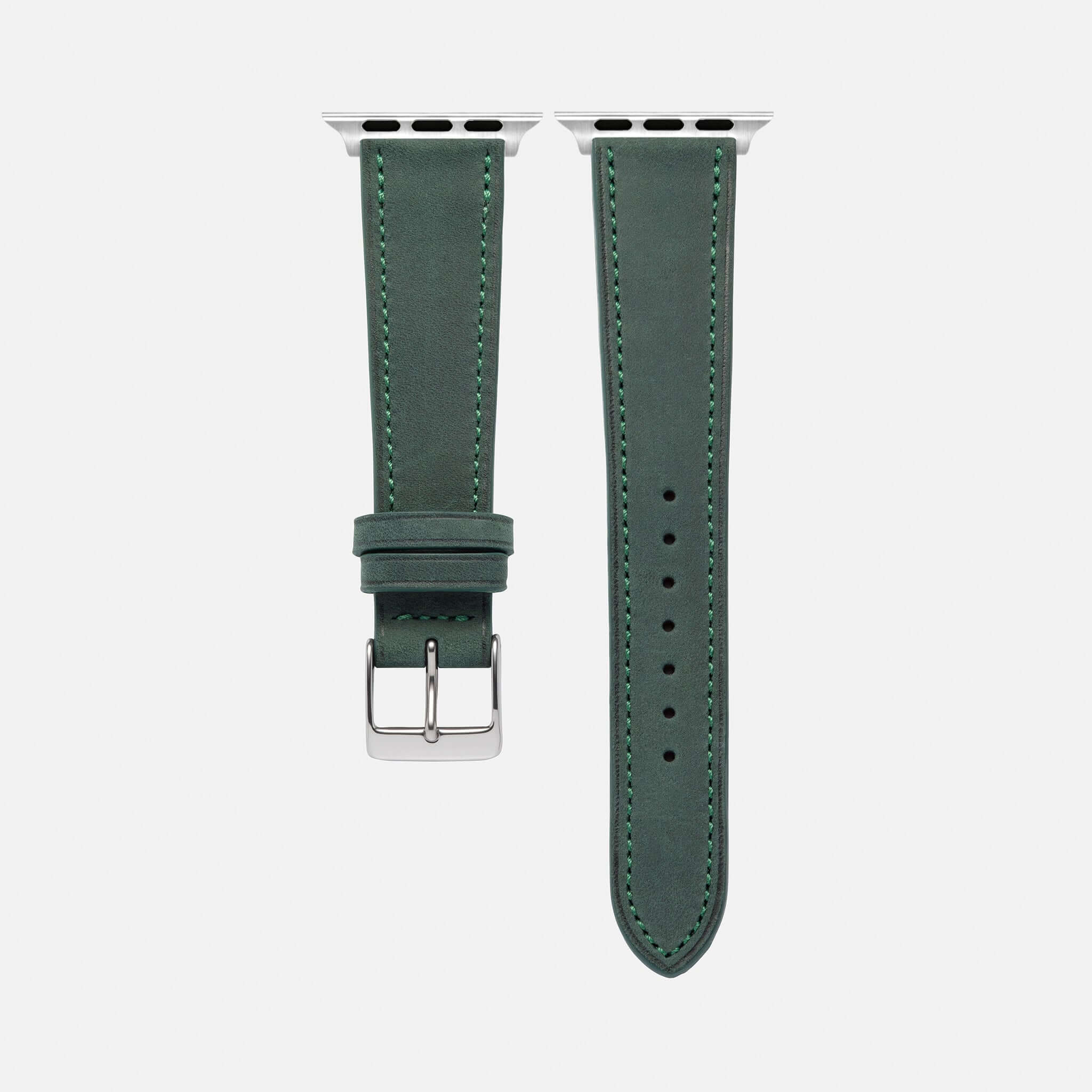 Mountain Apple Watch Lederarmband – Dunkelgrün aus italienischem Nubukleder, wasserabweisend, atmungsaktiv, langlebig und stilvoll.
