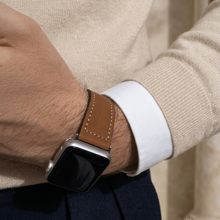 Saddle – Handcrafted Light Brown Leather Strap for Apple Watch