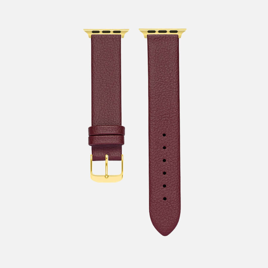 Apple Watch Lederarmband Vegan aus Weinleder – Bordeaux, nachhaltiges Design, bordeauxrote Farbe, innovativ, vegan, umweltfreundlich.