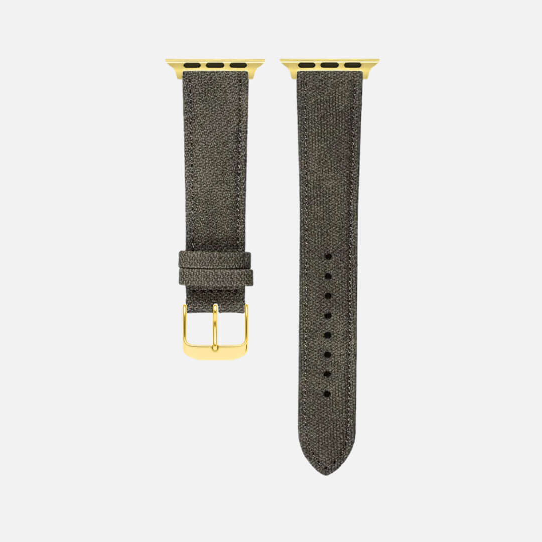 Graues Canvas Apple Watch Band Baumwolle, wasserabweisend, robust und stilvoll, geeignet für Alltag und Business. Breite 22 mm, Länge M.