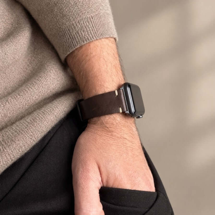 Hunter Apple Watch Armband Leder Dunkelbraun