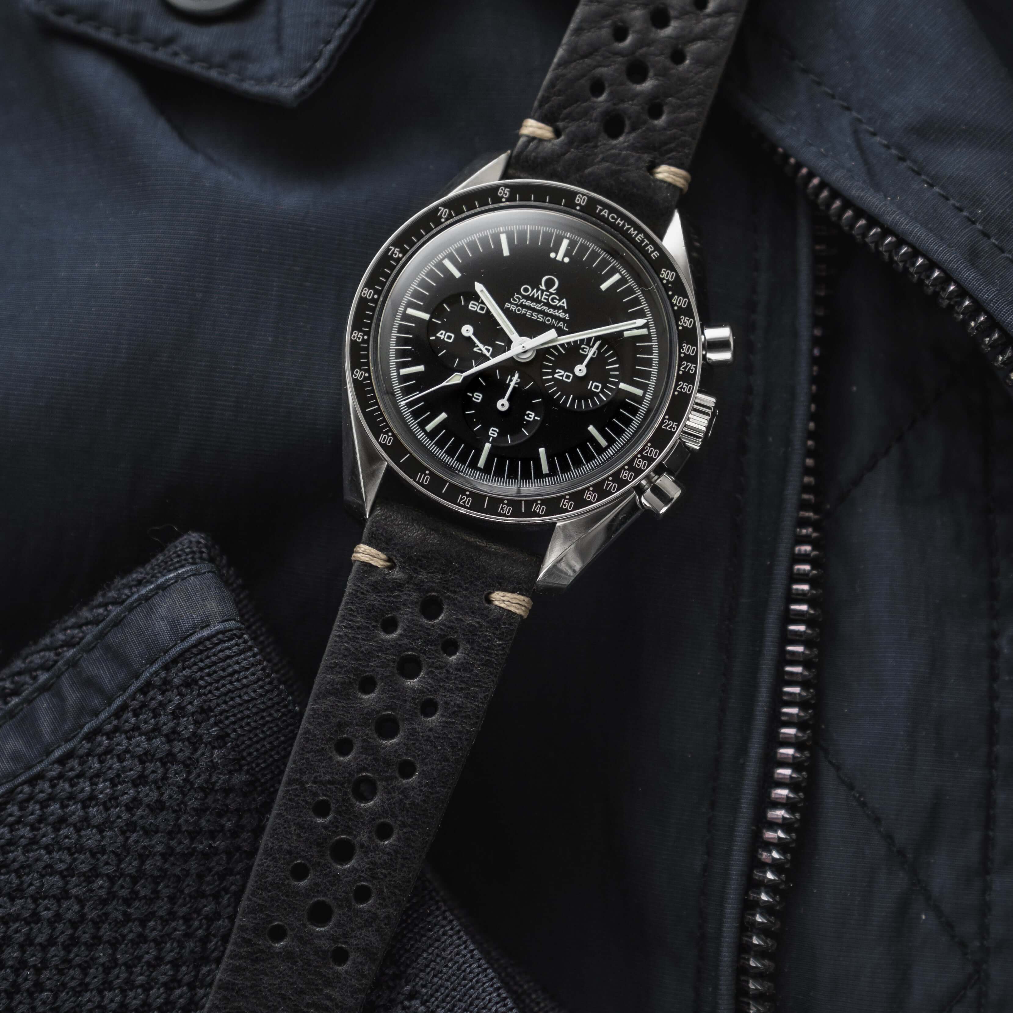 Hunter Racing – Uhrenarmband aus Leder im Racing-Stil für Omega Speedmaster, aus toskanischem Rindleder