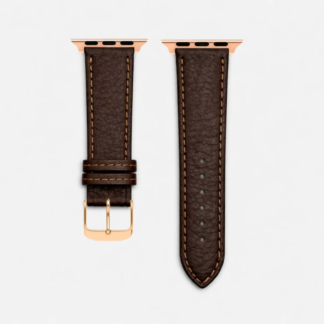 Apple Watch Stierlederarmband Torro Modern Dunkelbraun in hochwertigem spanischem Stiernackenleder, handgefertigt in Deutschland.