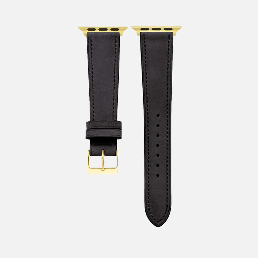 Mountain Apple Watch Lederarmband – Schwarz, elegantes Armband aus italienischem Nubukleder mit robustem Design, kompatibel mit Apple Watch.