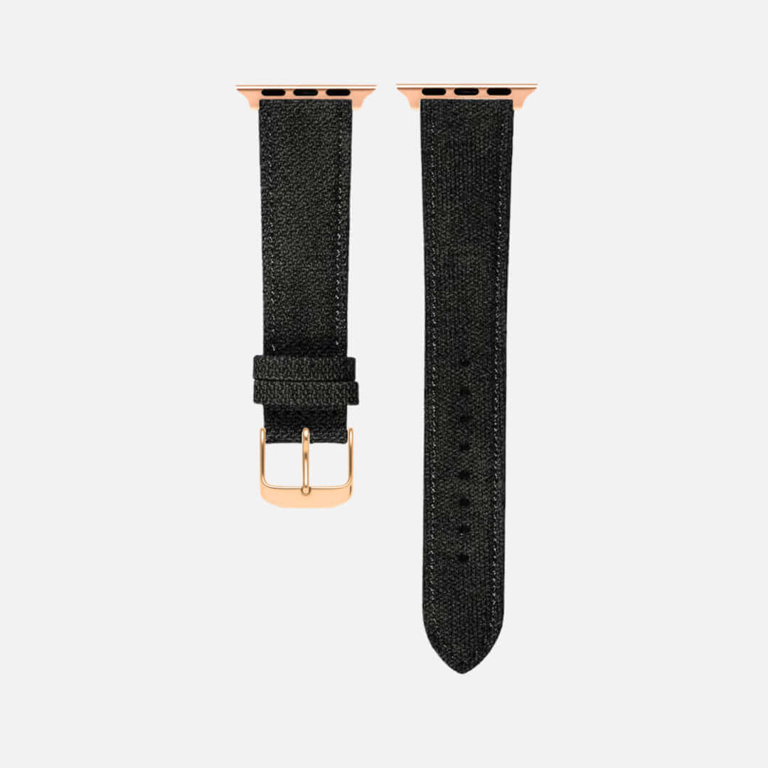 Schwarzes Canvas Apple Watch Band Baumwolle, schlichtes und robustes Armband für Apple Watch, ideal für Alltag und Business.