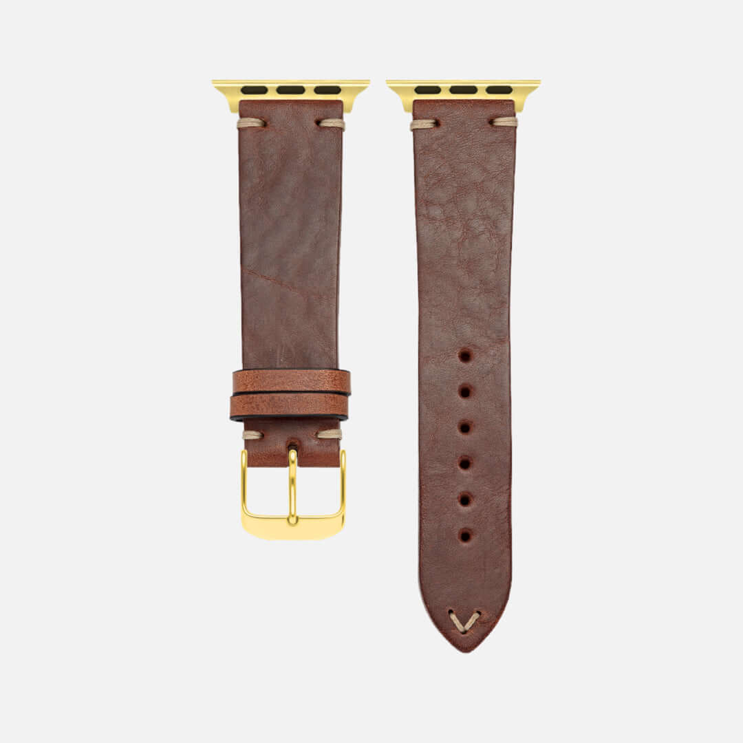 Hunter Apple Watch Armband Leder Hellbraun aus vegetabil gegerbtem Rindleder, elegant und alltagstauglich, in warmer Farbnuance.