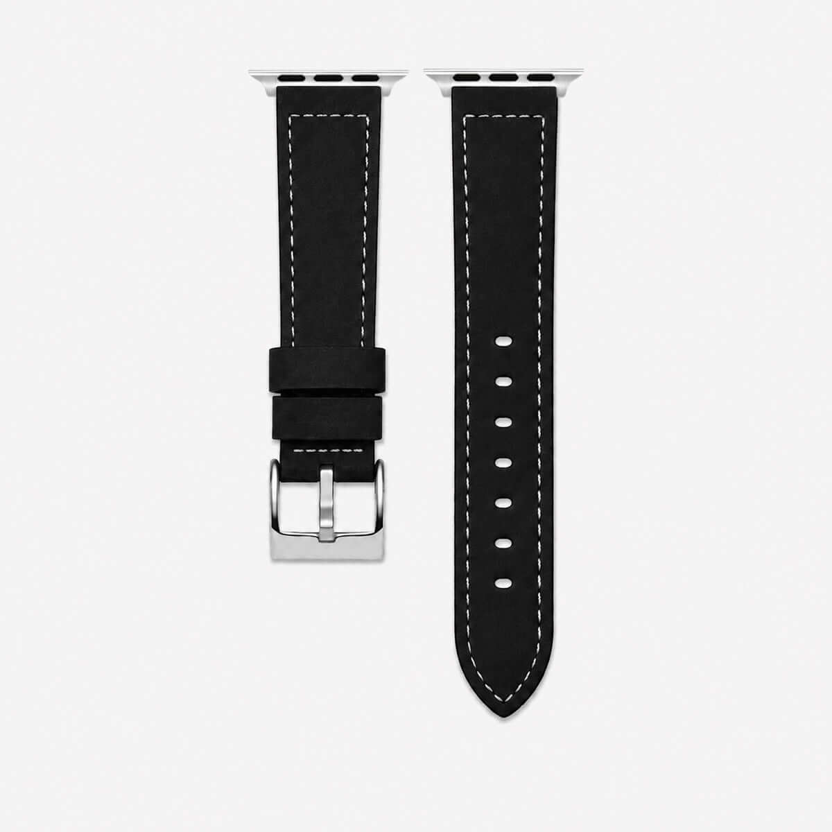 Saddle – Handgefertigtes Lederarmband passend für Apple Watch in Schwarz