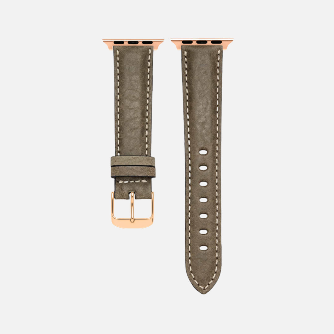 Apple Watch Lederarmband Casablanca – Olivegrün aus italienischem Rindleder, passend für Series 1-10, elegantes und robustes Design.