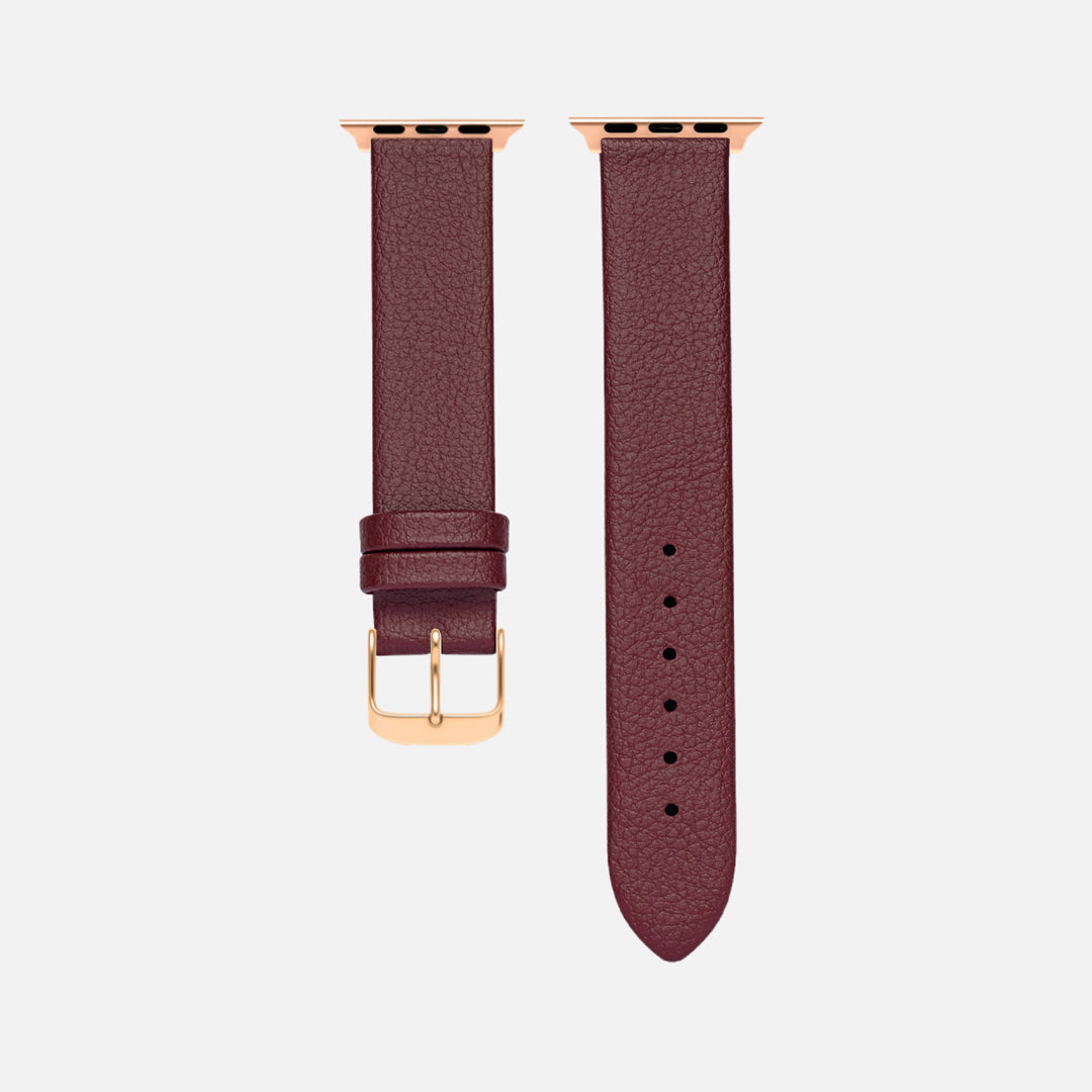 Apple Watch Lederarmband Vegan aus Weinleder – Bordeaux, nachhaltiges Design in edlem bordeauxrot mit hohem Tragekomfort.