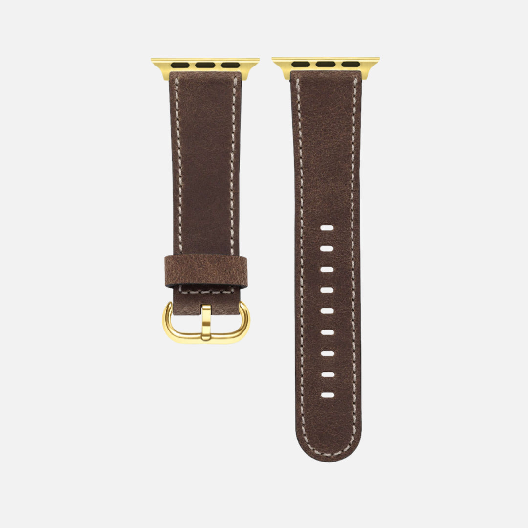 Apple Watch Lederarmband Vintage – Dunkelbraun aus italienischem Rindleder, rustikale Optik, hochwertige Handwerkskunst, elegant.