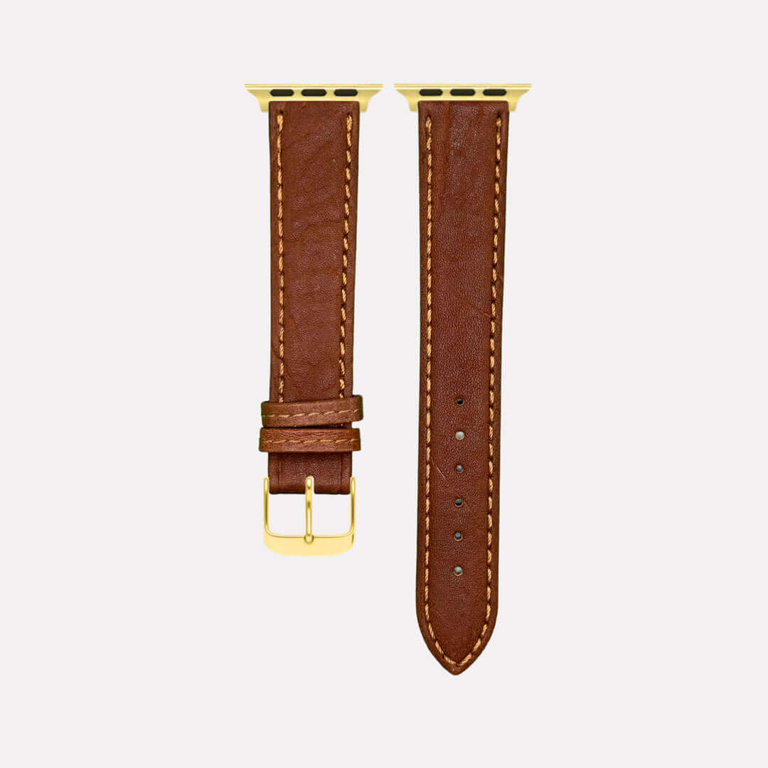 Apple Watch Stierlederarmband Torro Modern Hellbraun, handgefertigt, spanisches Leder, lebendige Optik, hoher Tragekomfort, Unikat