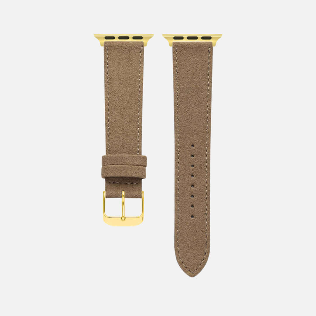 Alcantara – Apple Watch Armband in Beige, luxuriöses Design aus hochwertigem italienischem Alcantara, ideal für eleganten Stil.