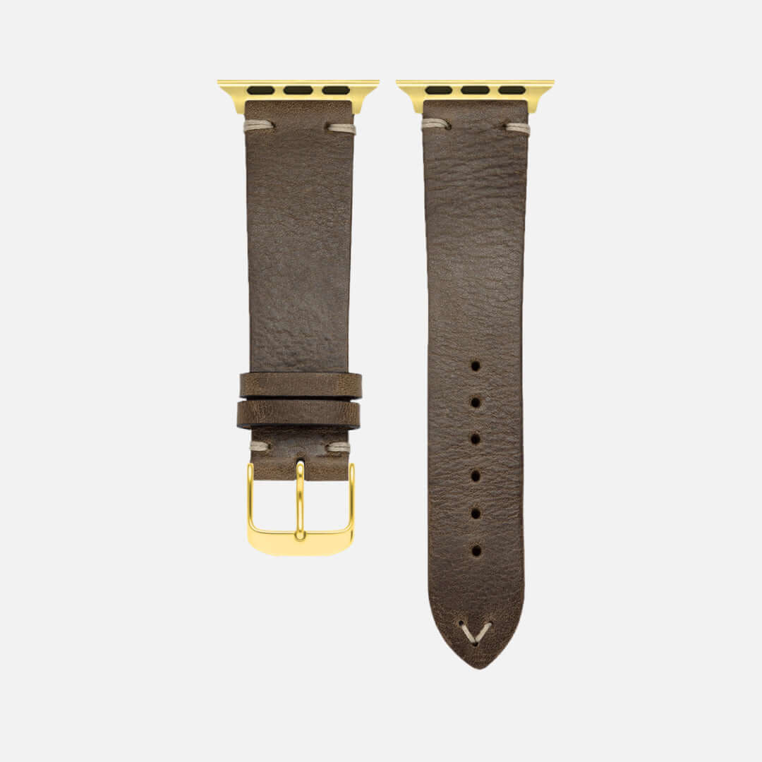 Hunter Apple Watch Armbandleder Olive aus vegetabil gegerbtem Rindleder in Olivgrün, stilvolles und hochwertiges Smartwatch Accessoire.