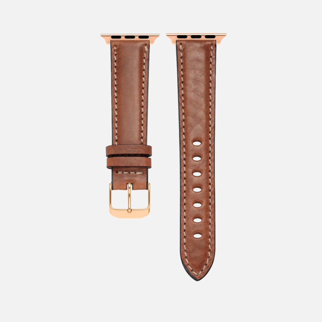 Apple Watch Lederarmband Casablanca – Hellbraun, elegantes braunes Leder mit italienischer Qualität, passend für Series 1 bis 10 und Ultra.