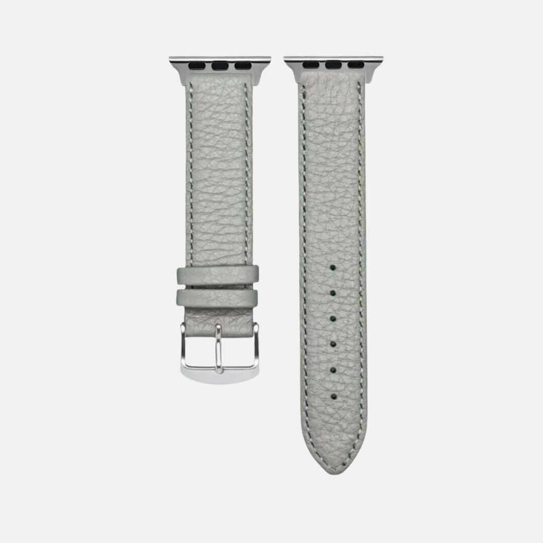 Uhrenarmband Apple Watch aus handgefertigtem Hirschleder, graues Design, luxuriös und langlebig, für stilbewusste Nutzer.