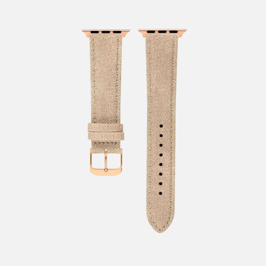 Beiges Apple Watch Band Baumwolle aus veganem Canvas, wasserabweisend und elegant, ideal für Alltag und Business.