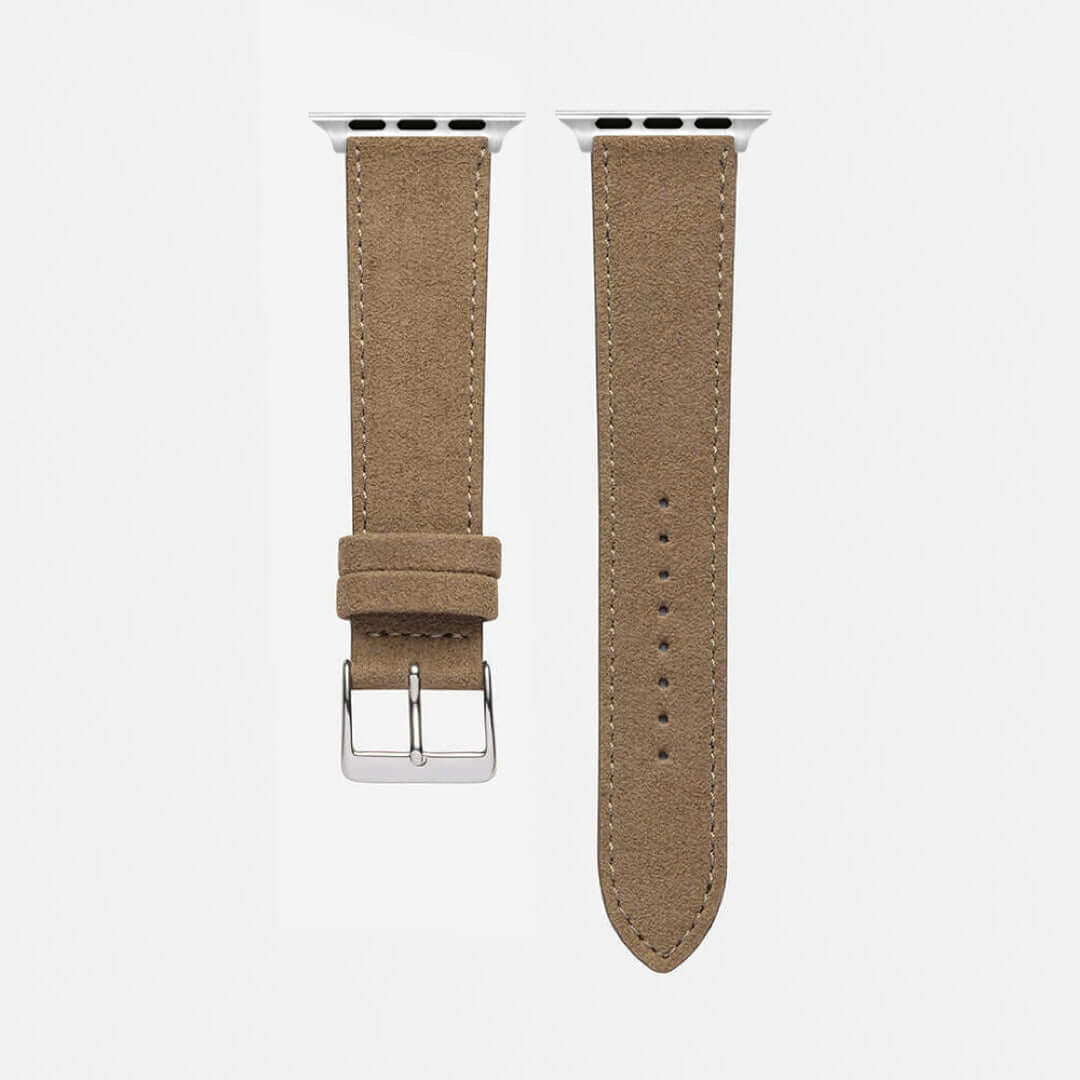 Alcantara – Apple Watch Armband in Beige, luxuriöser italienischer Stil, eleganter und lässiger Look für modernes Zubehör.