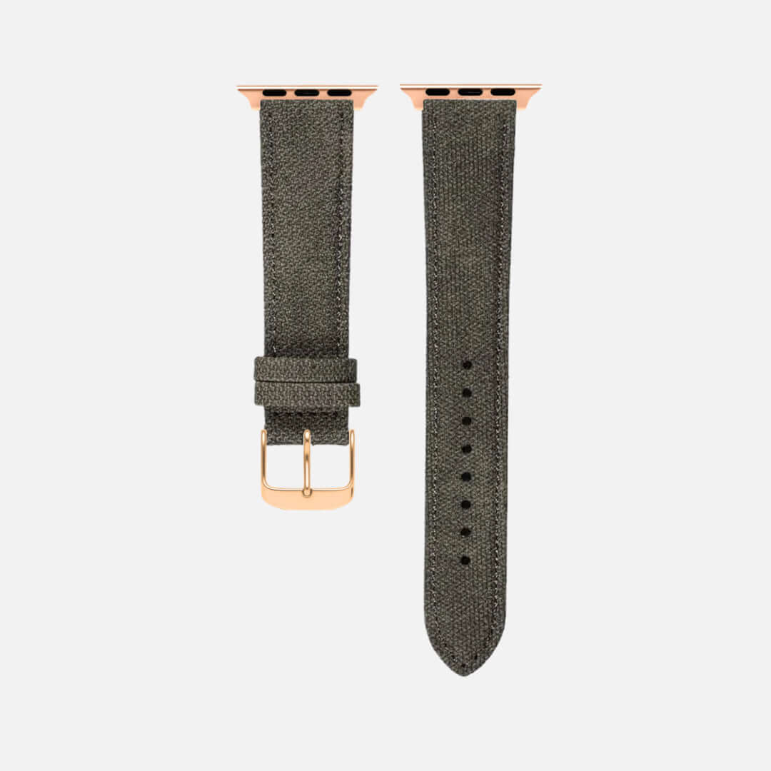 Graues Canvas Apple Watch Band Baumwolle, robust und stilvoll, veganer Canvas, 22 mm breit, wasserabweisend, ideal für Alltag und Business.