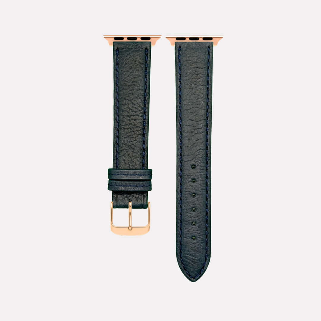 Apple Watch Stierlederarmband Torro Blau aus spanischem Leder, in Deutschland handgearbeitet, mit markanter blauer Farbe.