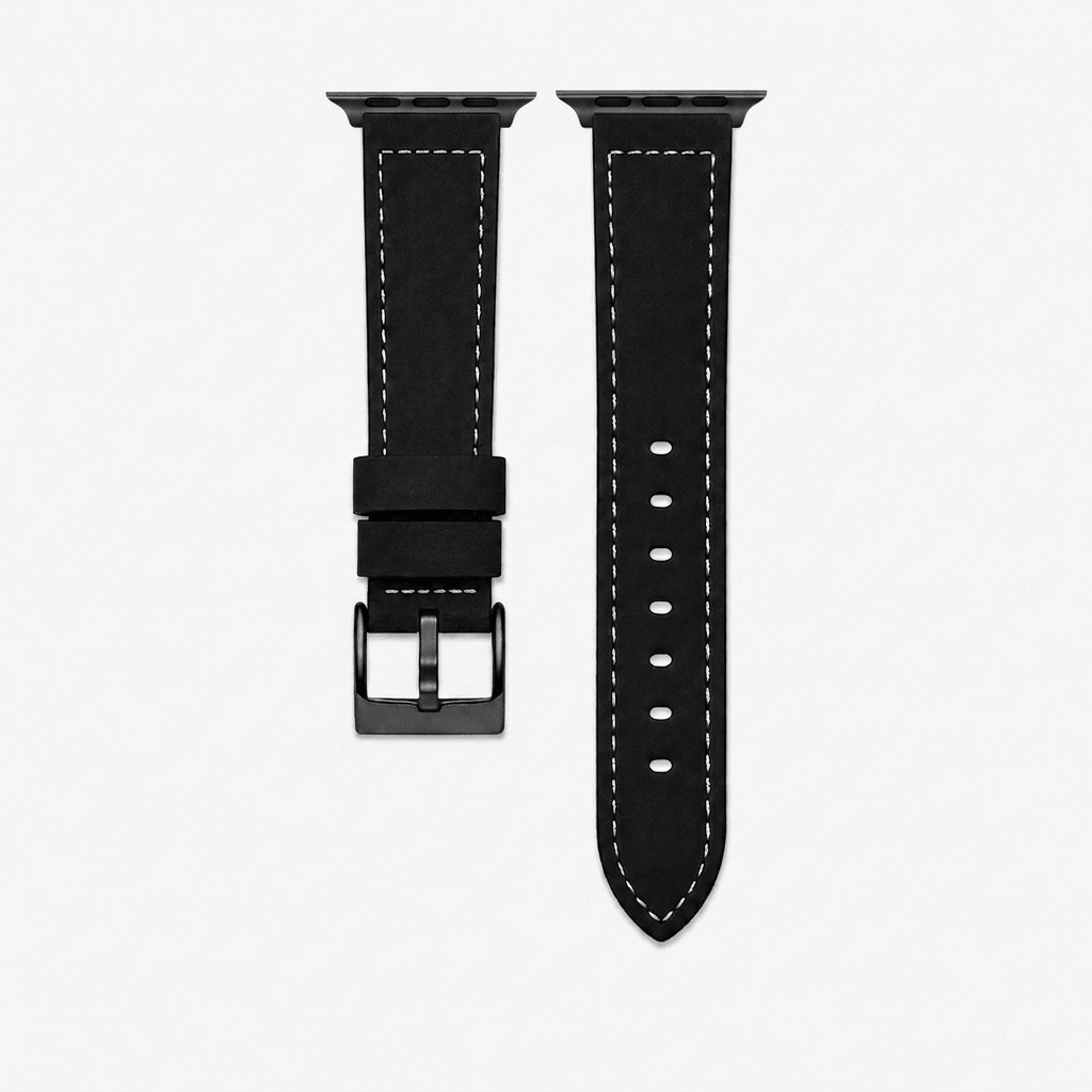 Saddle – Handgefertigtes Lederarmband passend für Apple Watch in Schwarz