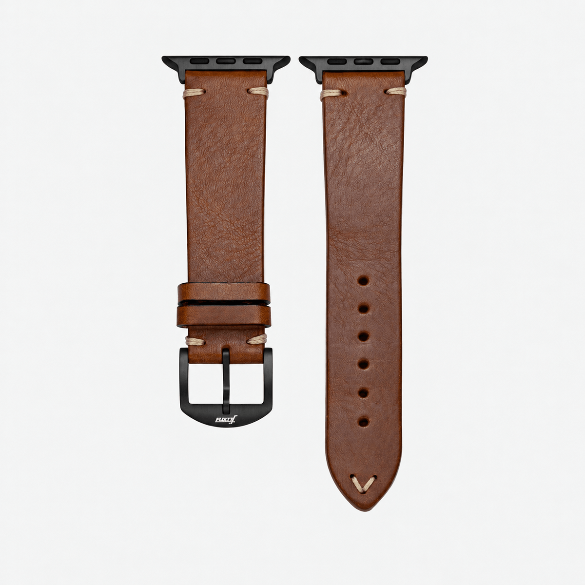 Hunter Apple Watch Armband Leder Hellbraun aus vegetabil gegerbtem Rindleder in hellbraun mit schwarzer Hardware