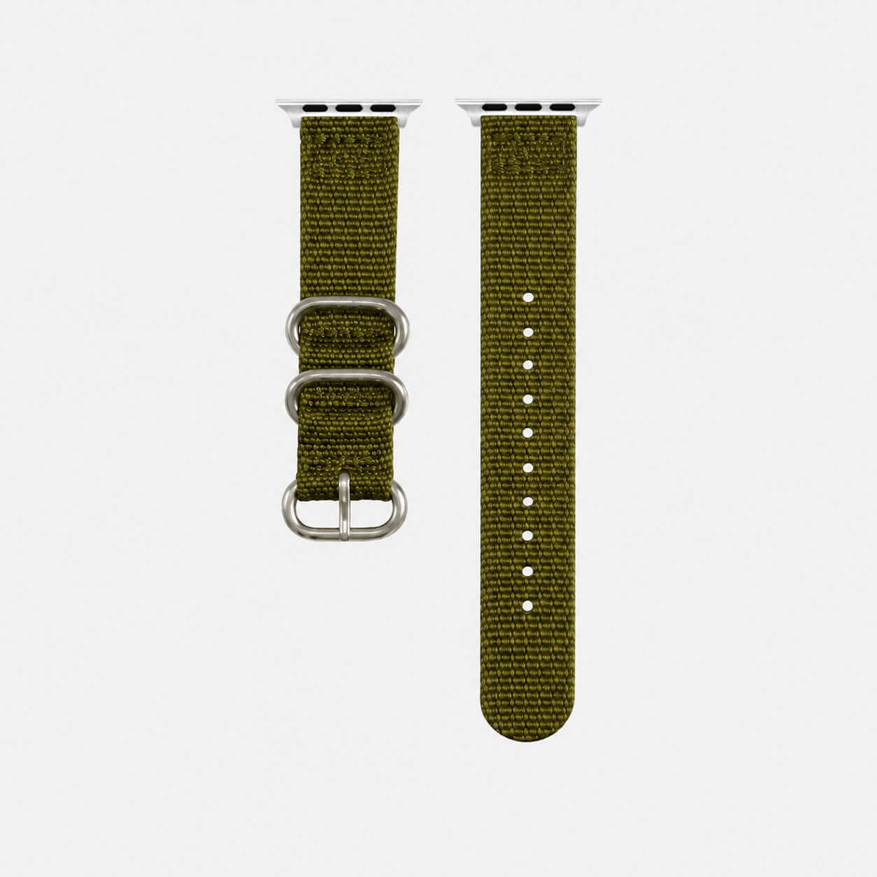 Cotton – Olivegrünes Nylon Apple Watchband im Textil-Look