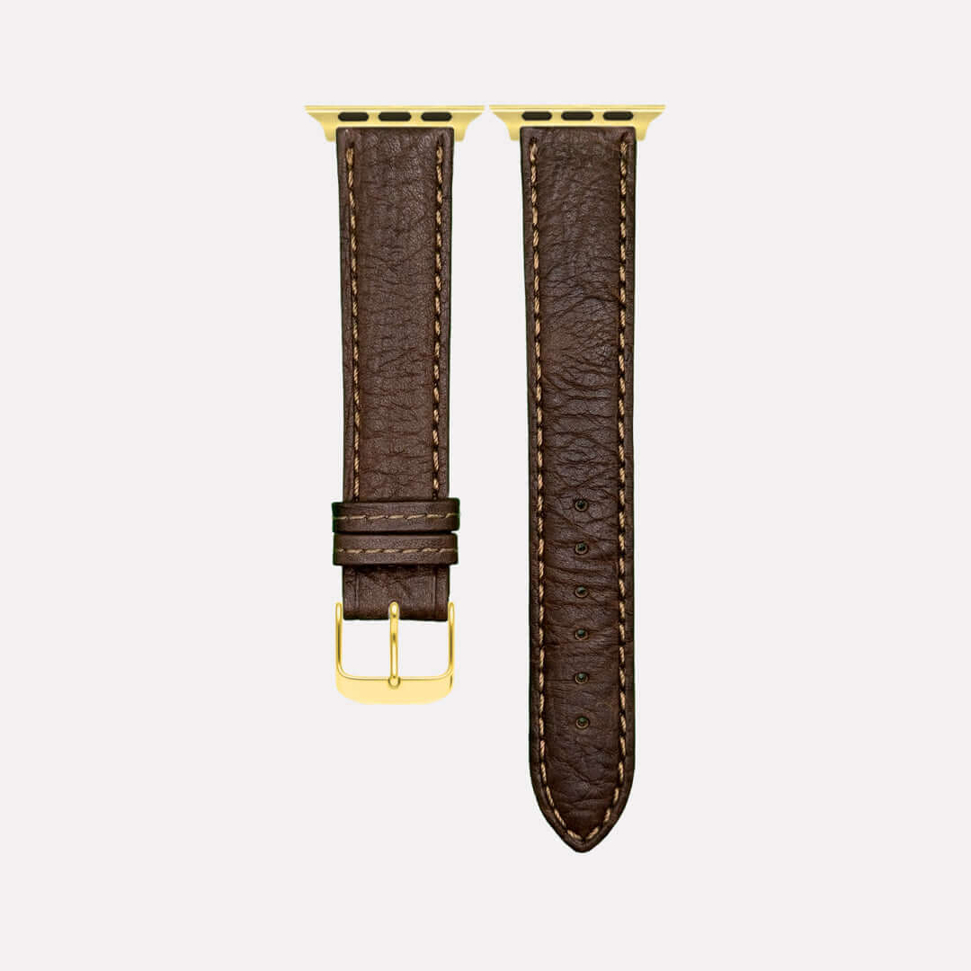 Apple Watch Stierlederarmband Torro Modern Dunkelbraun, handgearbeitetes Armband aus spanischem Stiernackenleder, rustikale Eleganz.