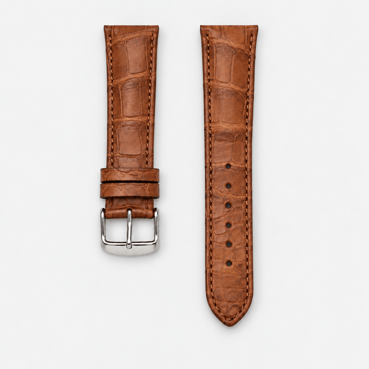 Full Cut bombiert – Armband aus vollflächigem Louisiana-Alligatorleder in Cognac mit eleganter Schuppenstruktur.