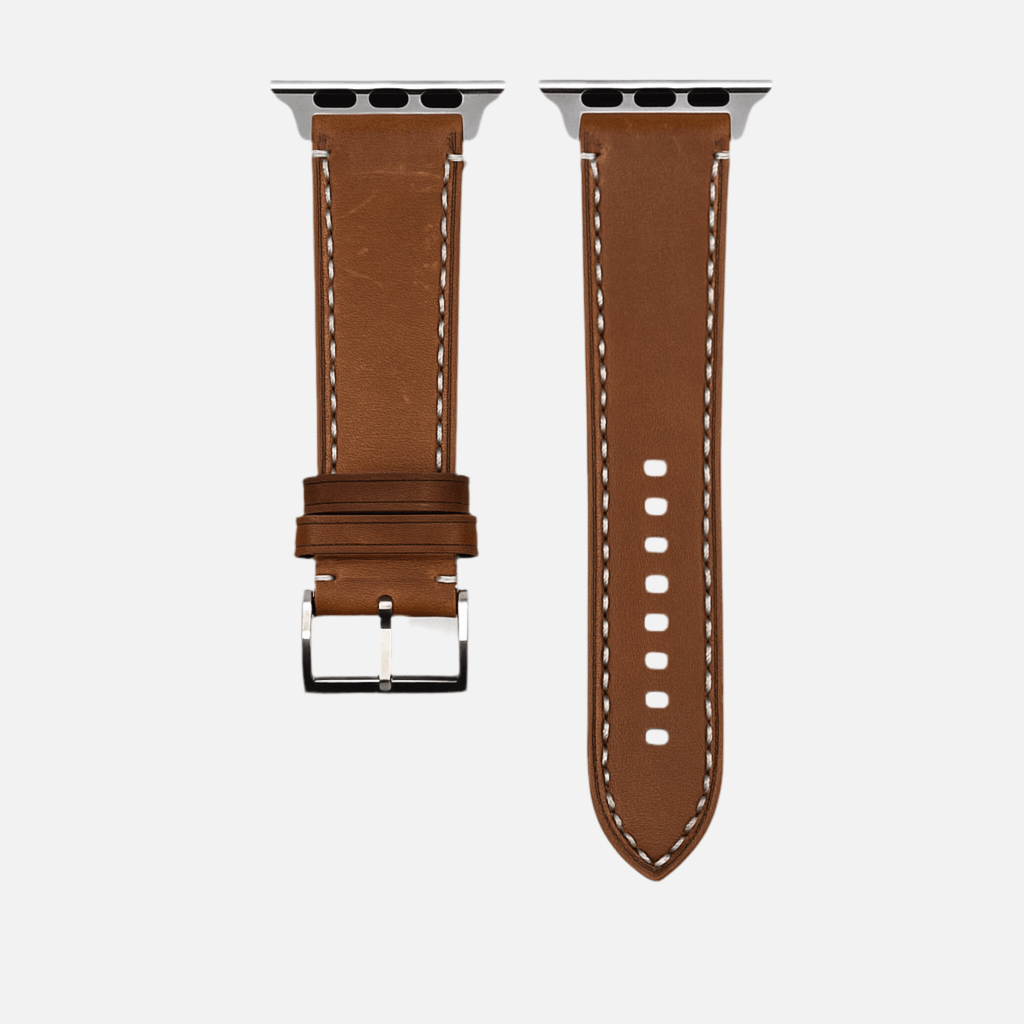 Extra breites 24mm BIO-Leder Armband für Apple Watch Ultra, pflanzlich gegerbt in Deutschland, edle Handarbeit, Nachhaltigkeit.