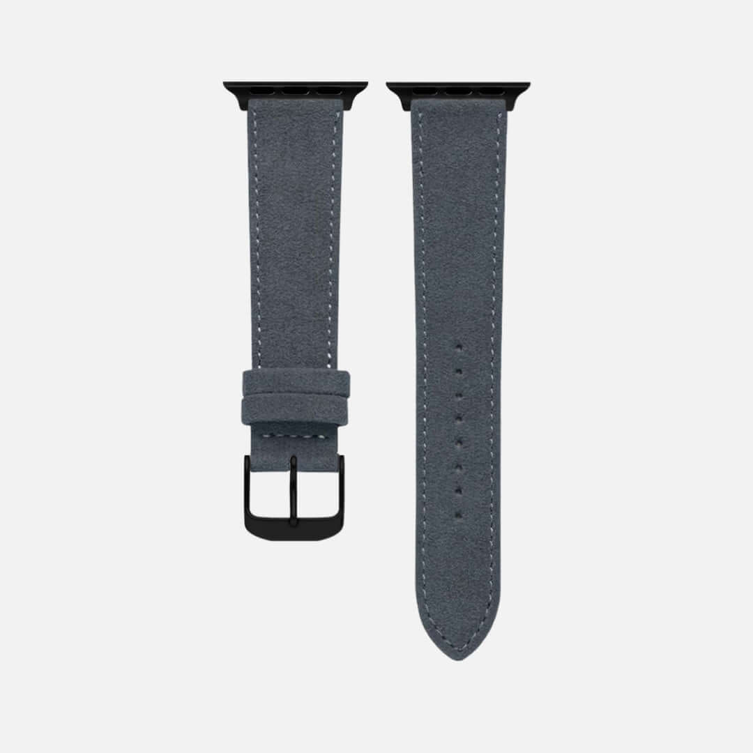 Alcantara – Apple Watch Armband in Dunkelgrau, elegantes und schlichtes Design, ideal für Business, Freizeit und Sport.