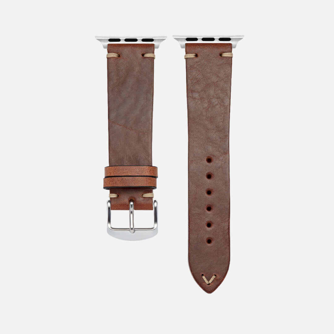Hunter Apple Watch Armband Leder Hellbraun aus vegetabil gegerbtem Leder in warmen Farbtönen, für eleganten und alltagstauglichen Stil.