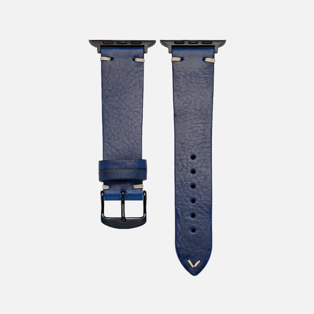 Hunter Apple Watch Armband Leder Blau aus Toskana-Rindleder, elegantes und funktionales Design. Perfekt für Apple Watch.