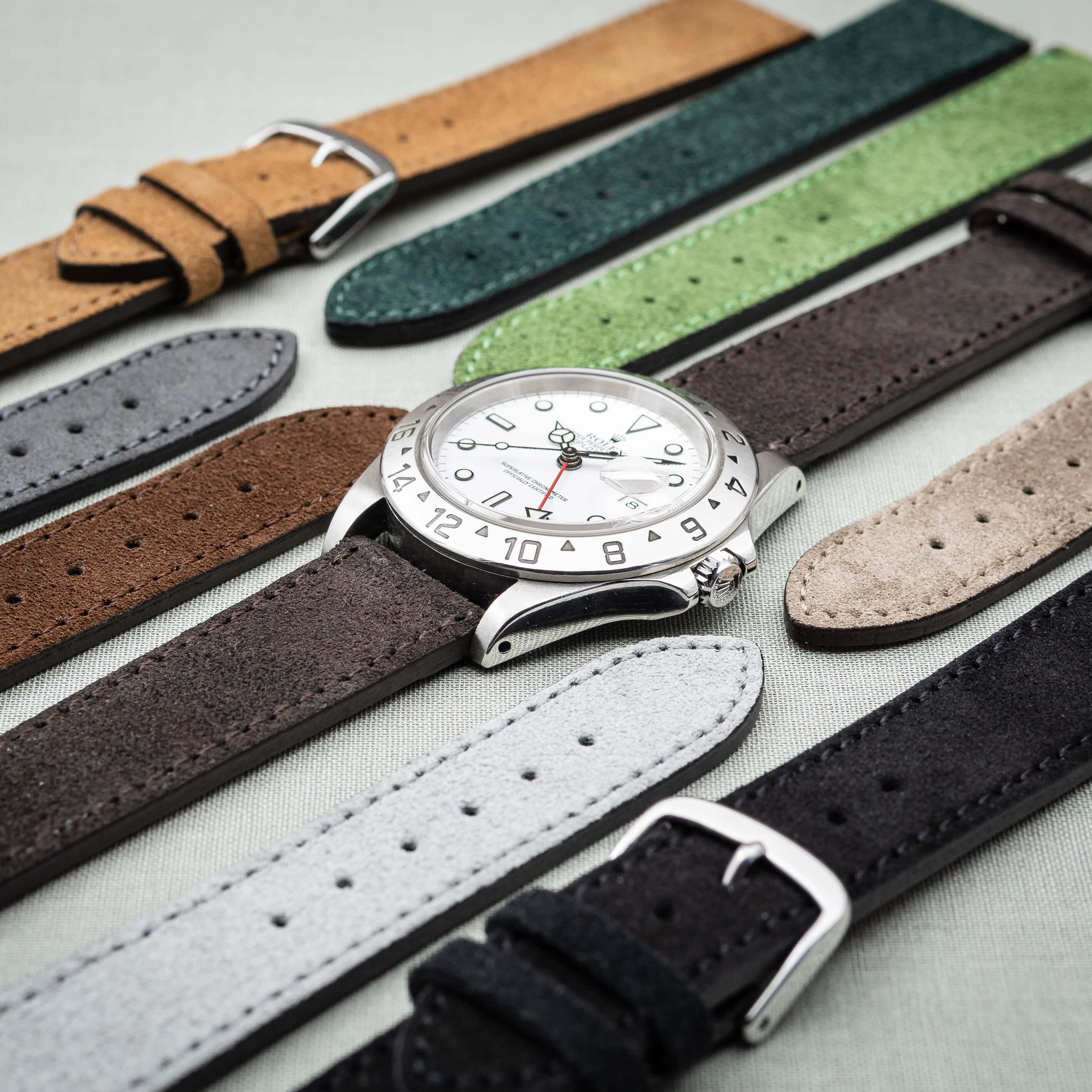Nizza Uhrenarmband Wildleder – Hochwertiges Velourleder in verschiedenen Farben mit Uhr