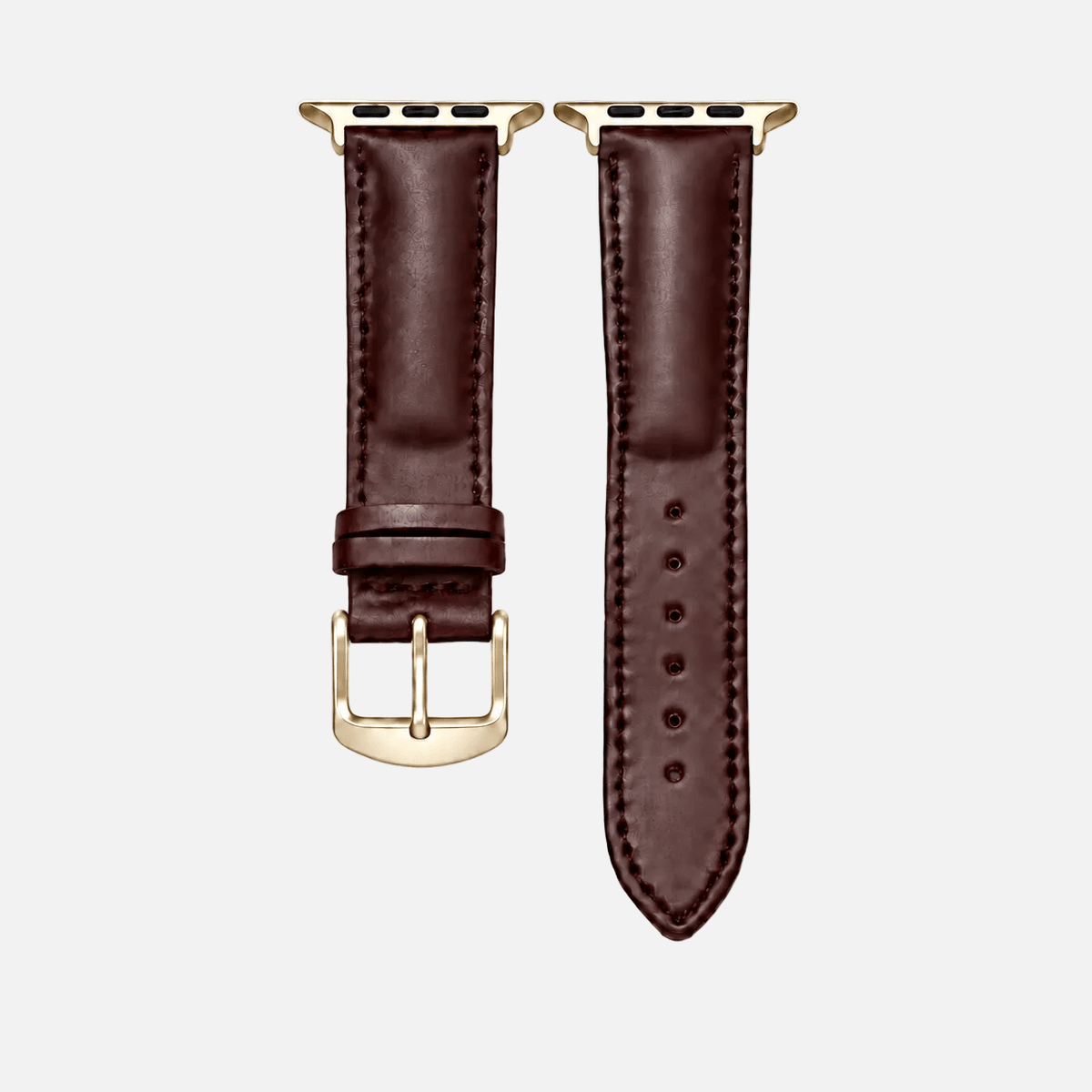 Apple Watch Armband Luxus aus Horween Shell Cordovan in Oxblood mit goldener Hardware