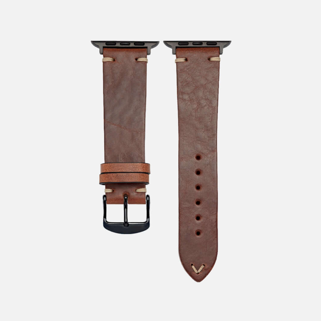 Hunter Apple Watch Armband Leder Hellbraun, vegetabil gegerbtes Leder, elegante Wahl für natürlichen Stil und Alltagstauglichkeit.