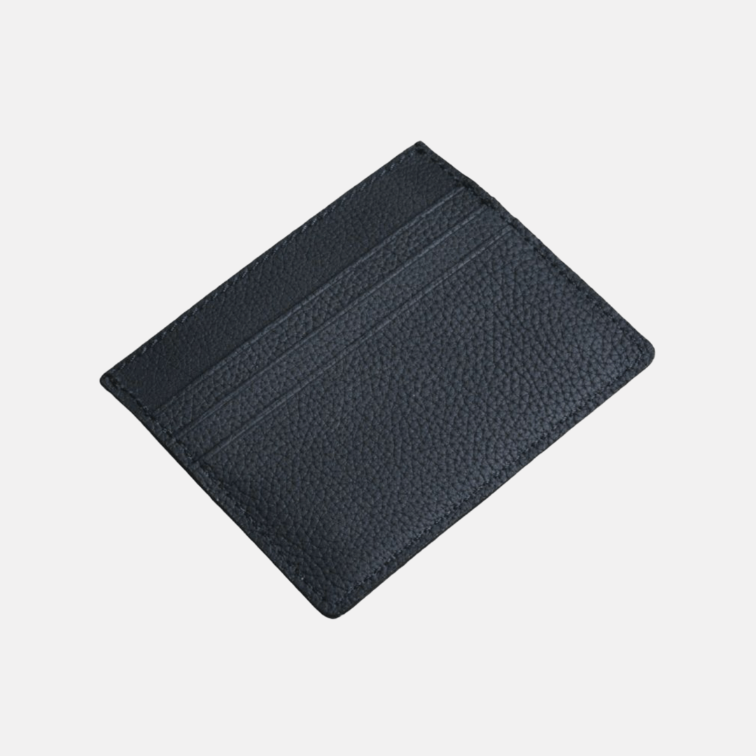 Kreditkartenetui Slim Wallet aus Togo Leder, elegantes und ultraflaches Design, in schwarzem Fjord-Leder handgefertigt