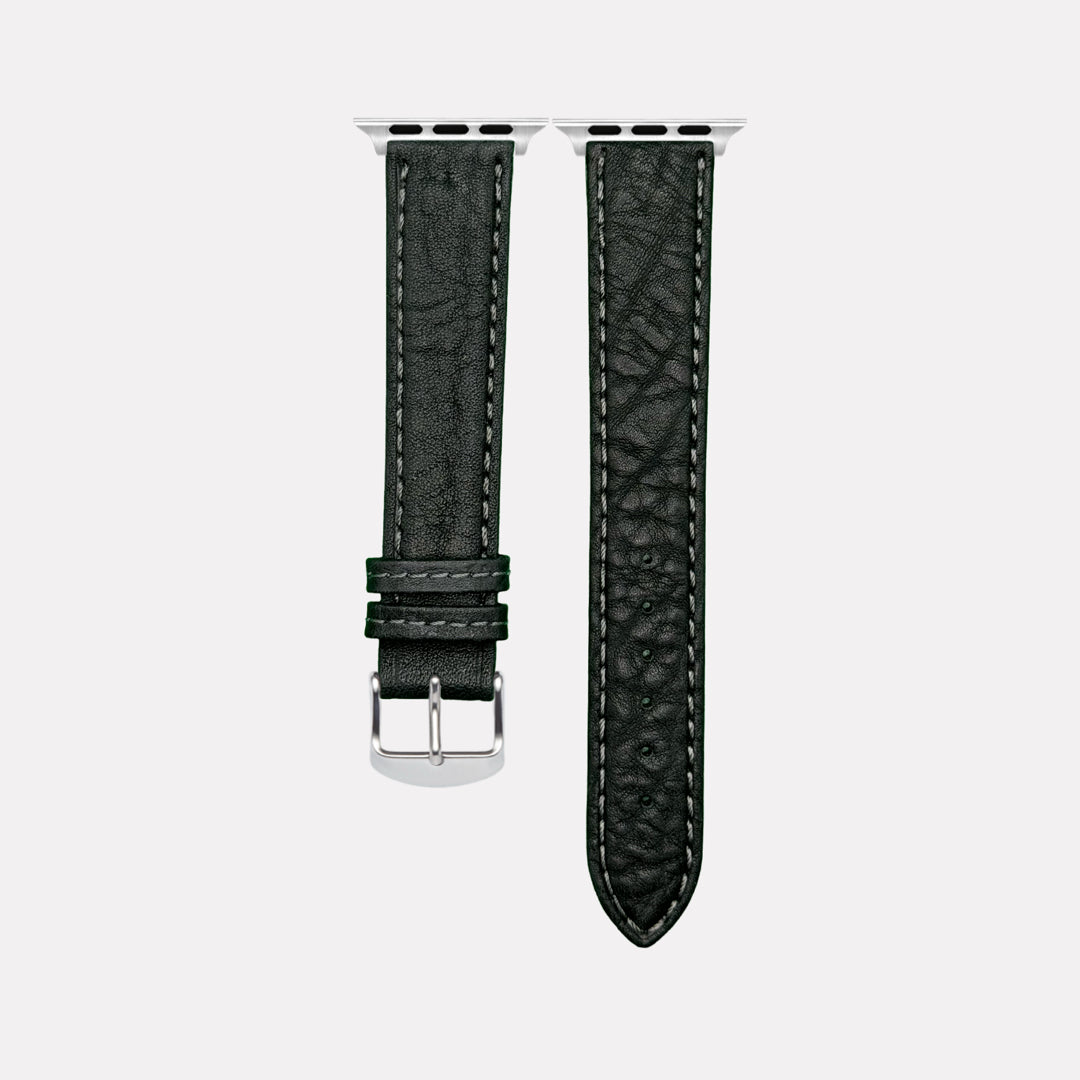 Apple Watch Stierlederarmband Torro Modern Schwarz, hochwertiges spanisches Leder, handgefertigt, elegante Optik für Premium-Look.