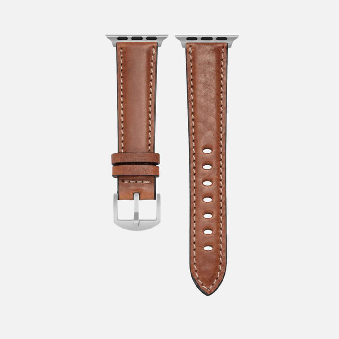 Apple Watch Lederarmband Casablanca – Hellbraun aus italienischem Rindleder, passend für Series 1-10 und Ultra, elegantes Design.