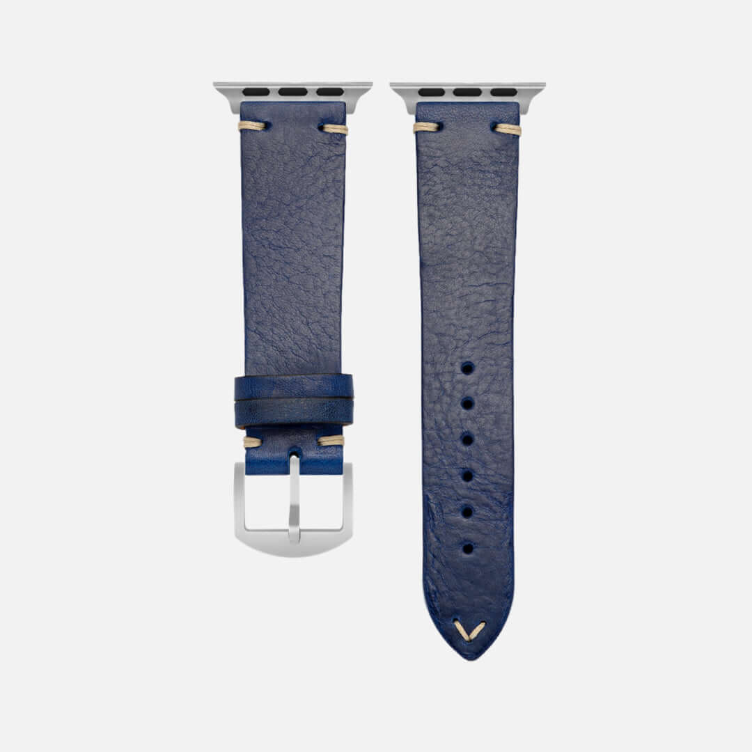 Hunter Apple Watch Armband Leder Blau aus toskanischem vegetabil gegerbtem Rindleder, elegant und stilvoll für Apple Watch.