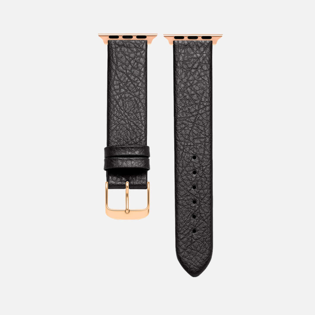 Apple Watch Lederarmband Vegan aus Weinleder – Schwarz, stilvolles vegan Armband aus nachhaltigem Weinleder für Apple Watch.