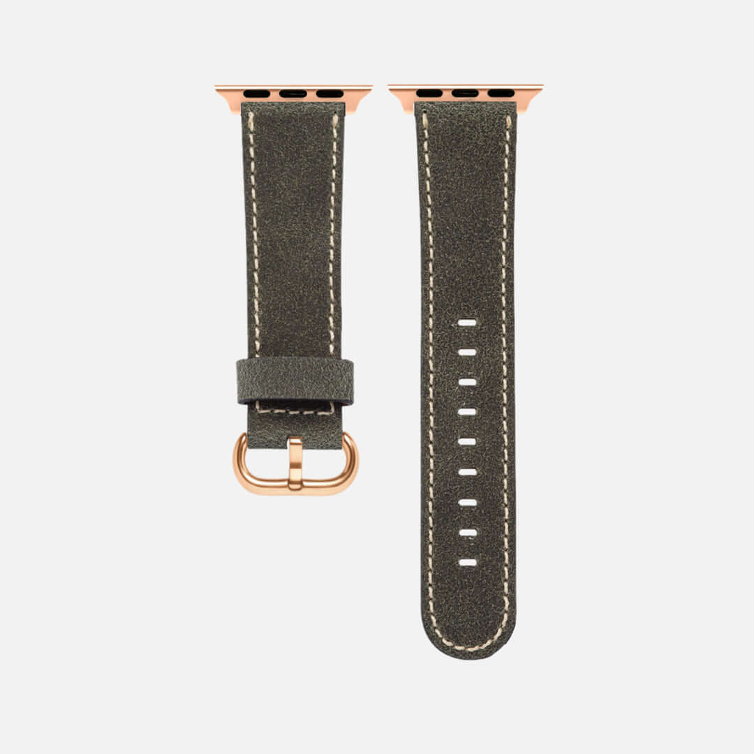 Apple Watch Lederarmband Vintage – Dunkelgrün, rustikales Design aus italienischem Rindleder, klassisches Handwerk mit modernem Look.