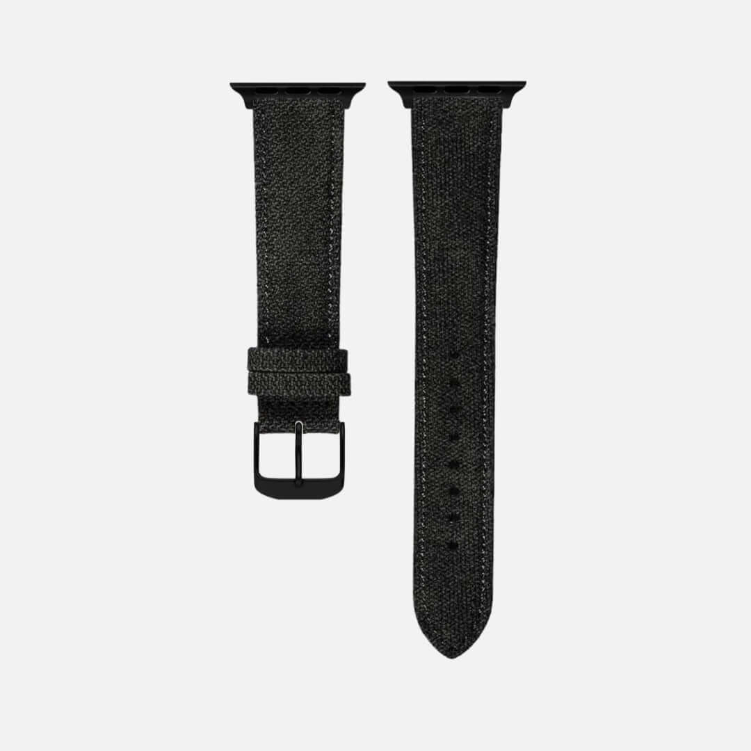 Schwarzes Canvas Apple Watch Band Baumwolle, wasserabweisend, 22 mm breit, schlichtes und stilvolles Design.