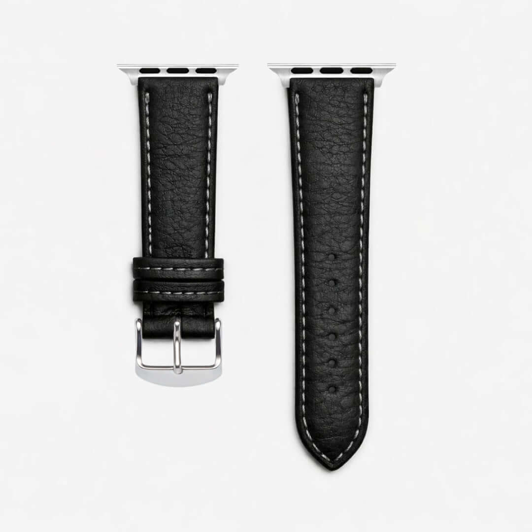 Apple Watch Stierlederarmband Torro Modern Schwarz mit hochwertigem spanischem Stiernackenleder, klassische Optik, Premium-Qualität.
