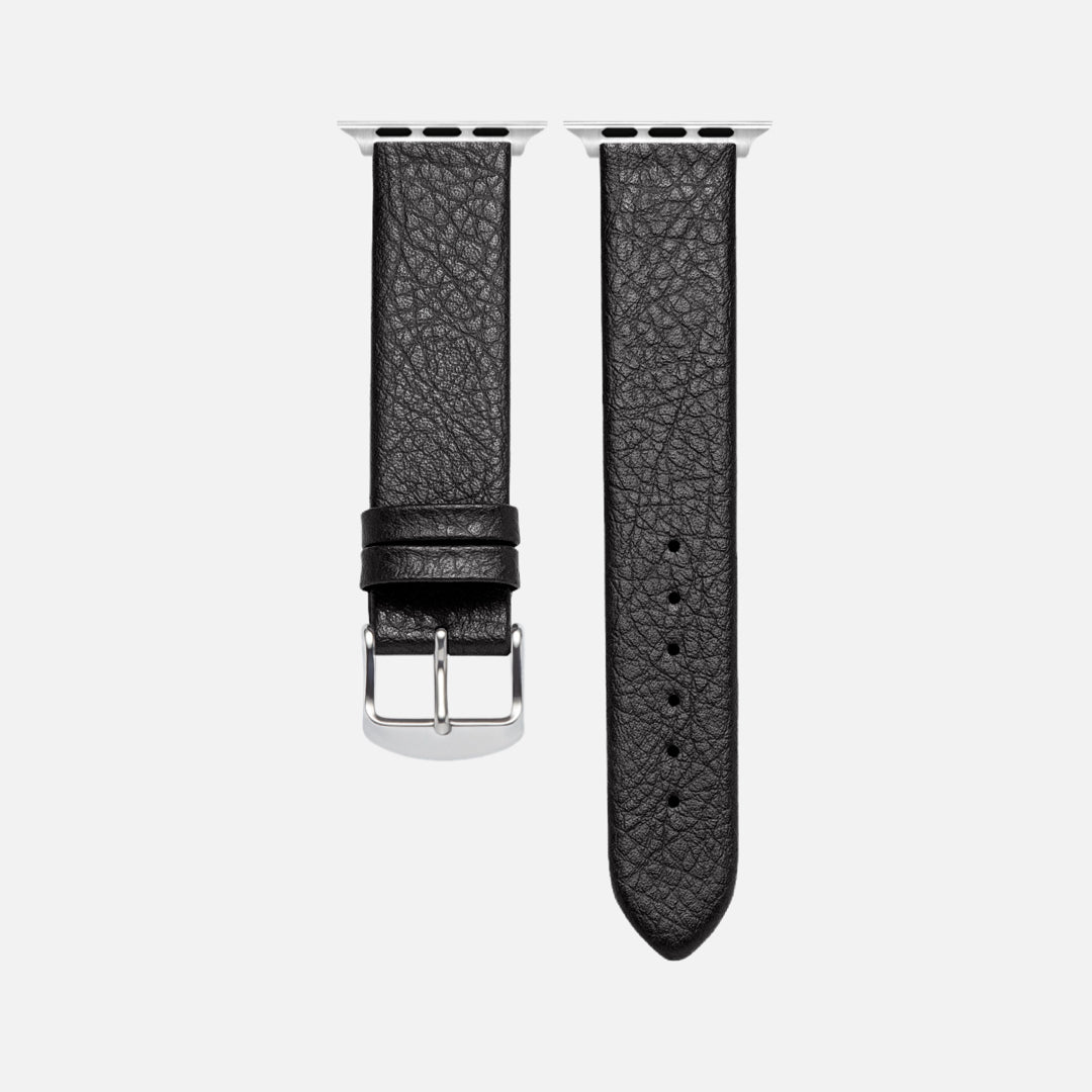 Apple Watch Lederarmband Vegan aus Weinleder – Schwarz, nachhaltiges veganes Armband aus Weinresten, minimalistisch und tierfrei.