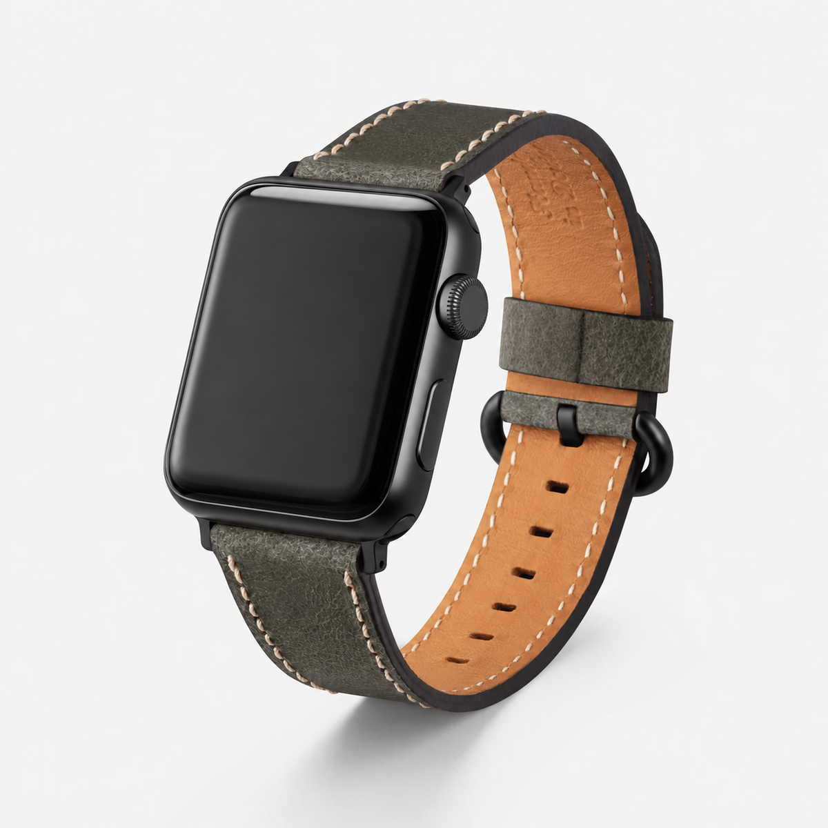 Apple Watch Lederarmband Vintage – Dunkelgrün aus italienischem Rindleder mit rustikaler Optik.