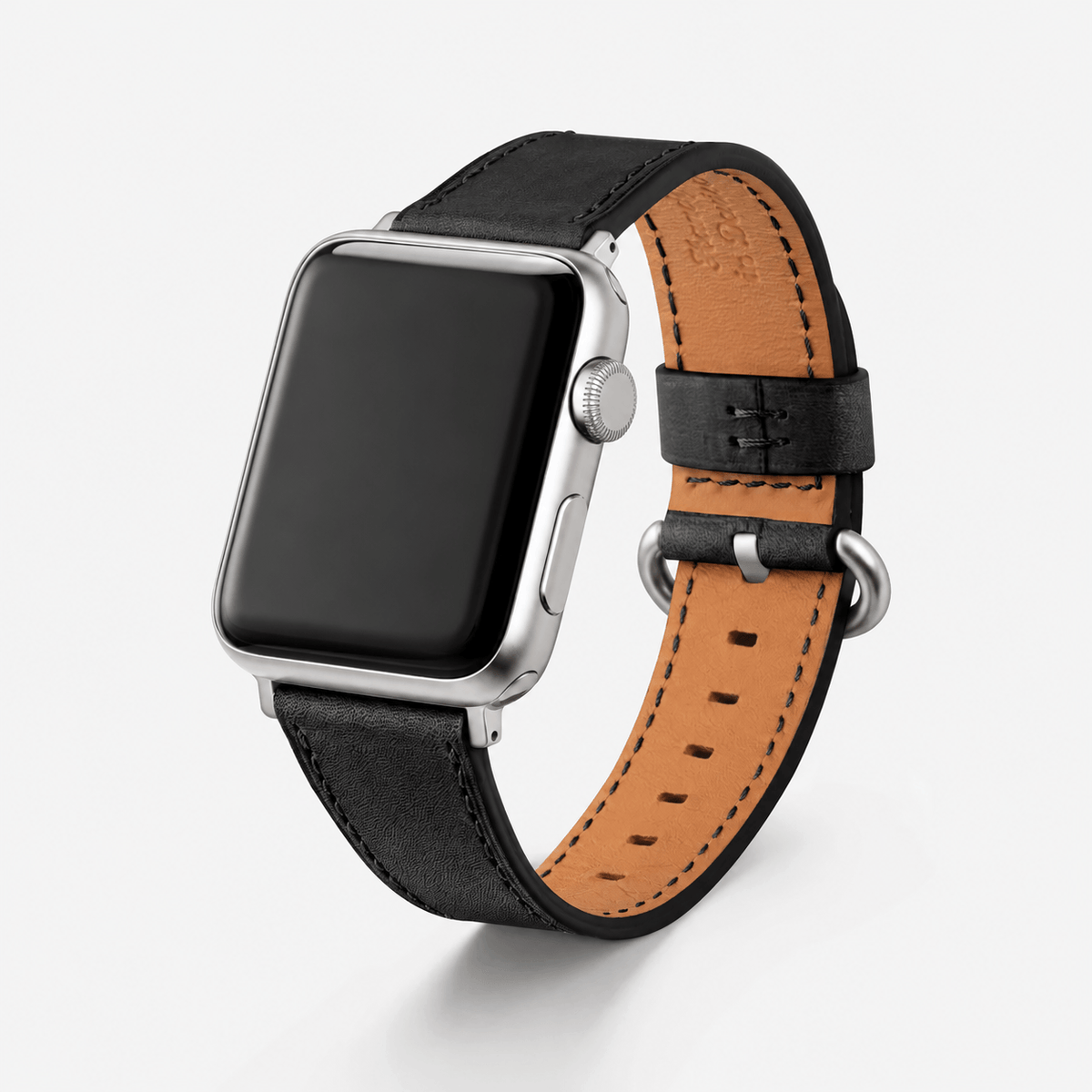 Schwarzes Apple Watch Armband Leder - Bidart aus feinstem Barenia Leder, elegantes Design, perfekt für jedes Outfit.