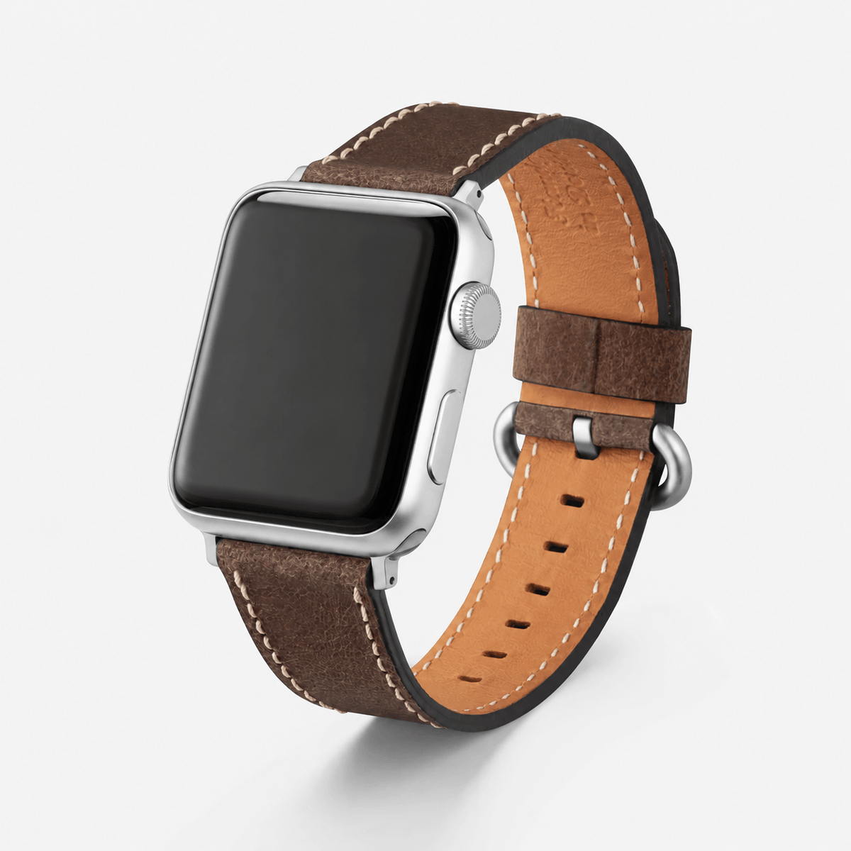 Apple Watch Lederarmband Vintage – Dunkelbraun aus italienischem Rindleder mit rustikalem, elegantem Design.